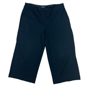 EILEEN FISHER Cropped Dress Pants Black Womens Large Pull On Ankle Soft Wide Leg